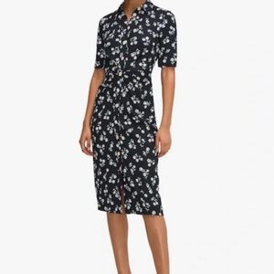 Kate Spade Dandelion Floral Black/White Shirtdress sz 2 NWTS Retail $348.